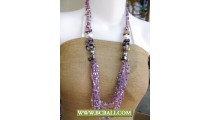 Bcbali Necklace Purple Beaded Glass Layered